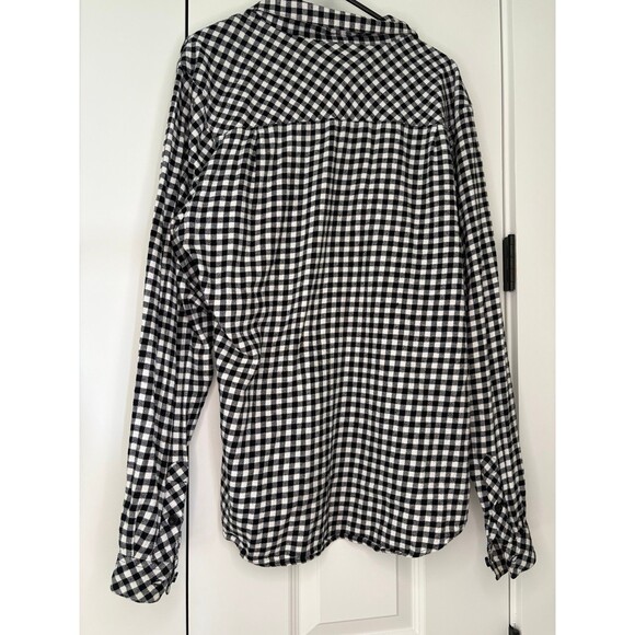 Rusty Y2K men's dress shirt black white plaid long sleeve size Large L - Picture 2 of 4